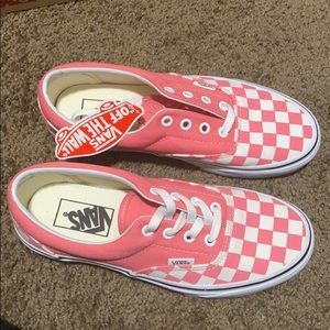 Pink and White Checkered lace up vans